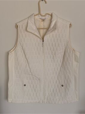 Allison Daley White Quilted Zip Vest‎ - Women's Plus Size 16